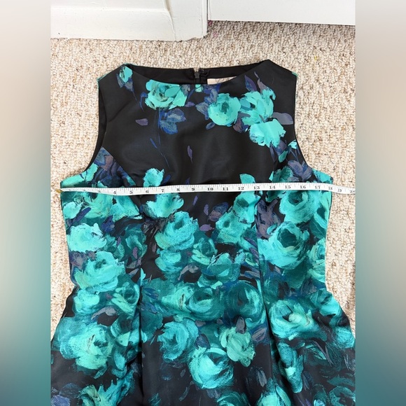 Lela Rose Black and Blue Floral Silk Midi Dress size 12 - Picture 8 of 8